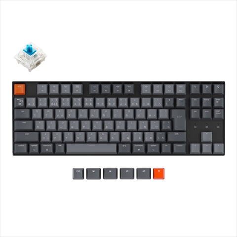 K8-91-WHT-Blue-JP Keychron K8 ワイヤレス・メカニカルキーボード WHITE LED - 日本語配列（テンキーレス）-Gateron青軸