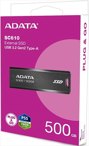 SC610-500G-CBK/RD スティック型SSD