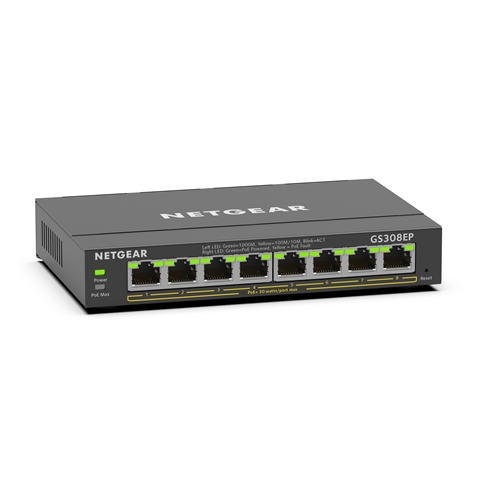 GS308EP-100JPS NETGEAR PoE+対応 (62W) ギガ8ポートアンマネージプラススイッチ ★購入後30日以内のユーザー登録必須(保証適用のため）