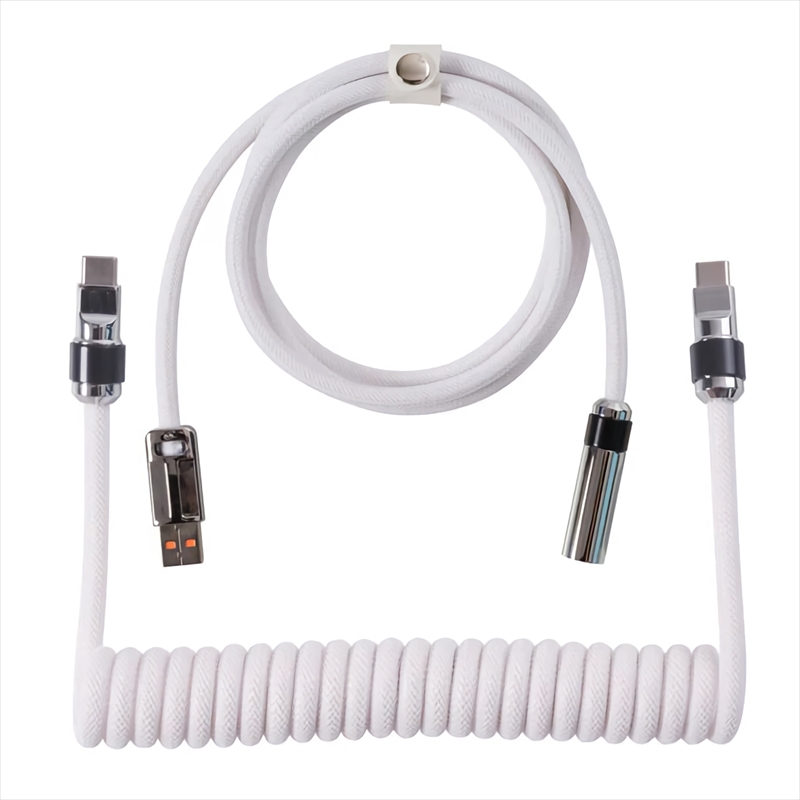 Wraith two layers coil cable White